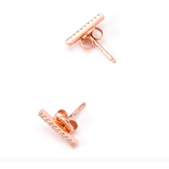 Jewelry - Rose Gold Pave Bar Studs | Dainty RG Earrings